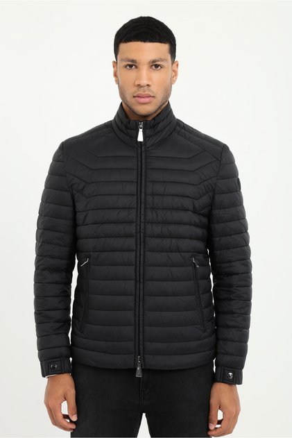 Erkek Slim Fit Kapüşonlu Siyah Mont