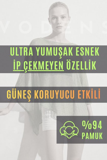 Kadın %94 Pamuk Yazlık Asimetrik Transparan Dökümlü Pelerin Panço - Bordo 3