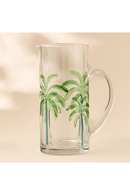 Palm Print Debossed Glass Pitcher
