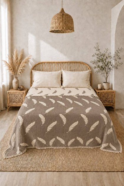 Sahra Organic 5 Layer Padded Muslin King Size Bedspread | Muslin Fabric | Pike | Quilt