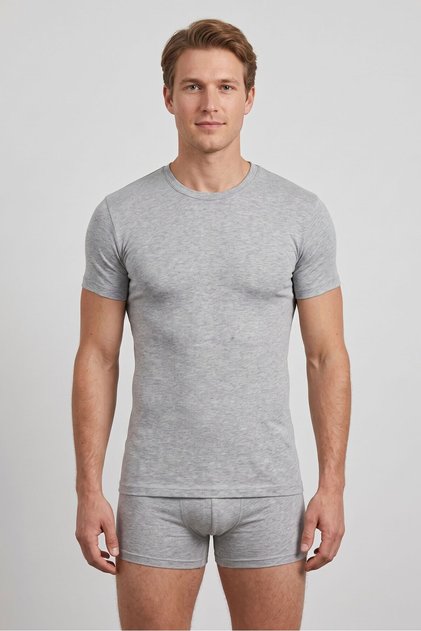Men's Gray Thermal Turtleneck Long Sleeve Bodysuit
