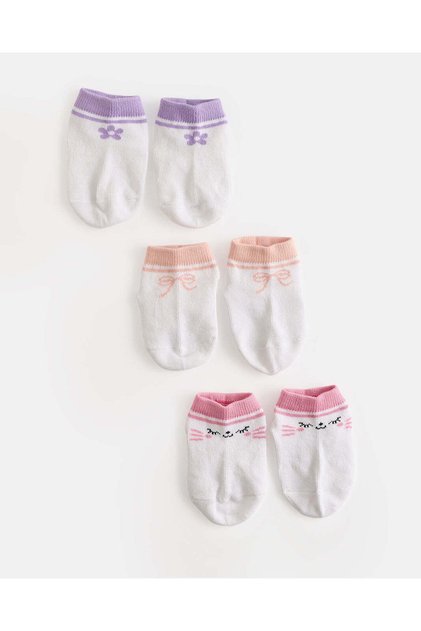 Infant Girls Assorted Ankle Length Socks 3 Pairs