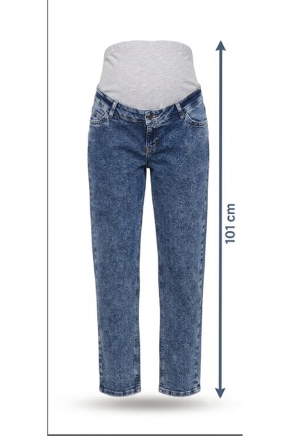 Snow Washed Lycra Belly Panel Pregnancy Pants with Adjustable Belt Design