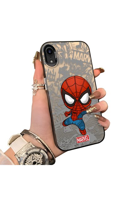 iPhone Xr Compatible Spider Man Patterned Silicone Edge Hard Back Case Couple Phone Case