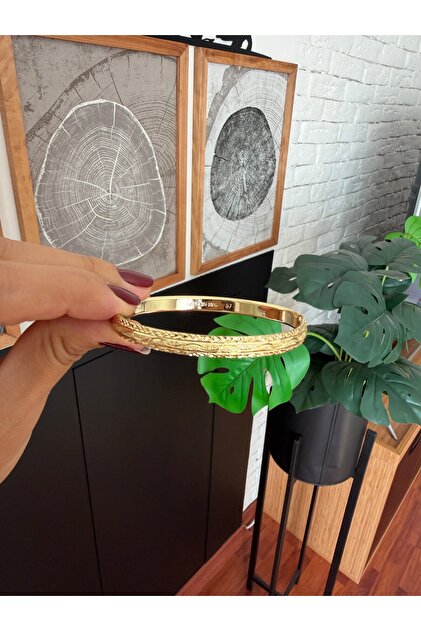 14K gold renk altın kaplama Xpng marka nostalji desen kelepçe bileklik