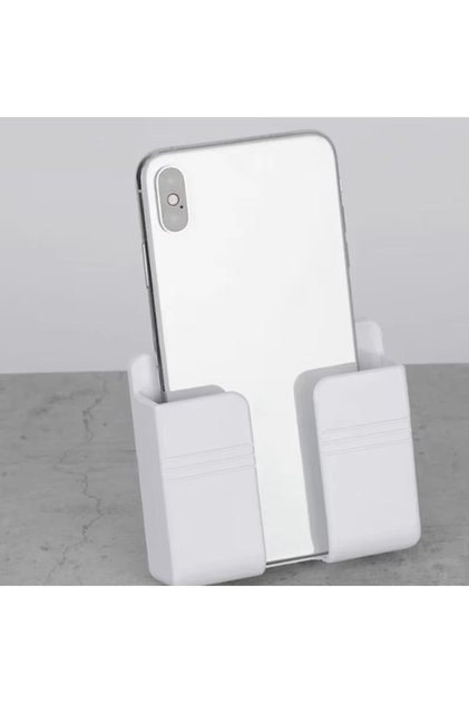 White 1-4Pcs Wall Mounted Storage Device Phone Charging And Remote Control Holder With Holes Suitabl