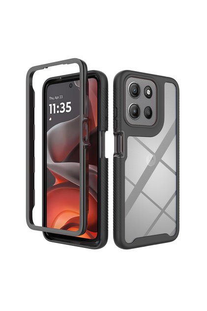 black MOTO G17 Luxury 2IN1 Armor Shockproof Case for Moto G87 G77 G67 G17 Power G86 G06 G56 G66J G66