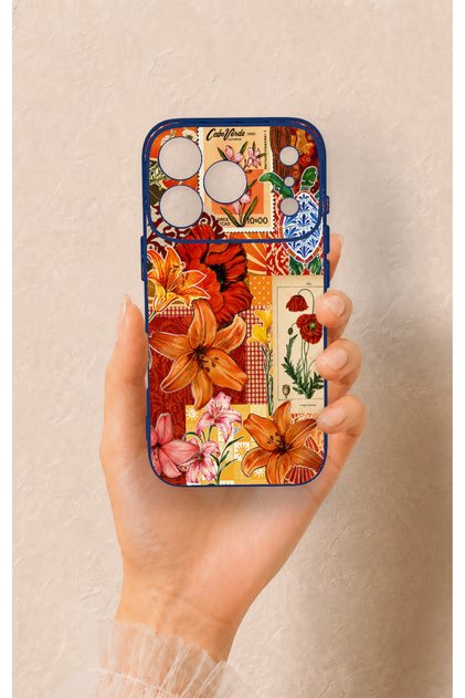 iPhone 17 Pro Compatible Orange Lily Pattern Silicone Case