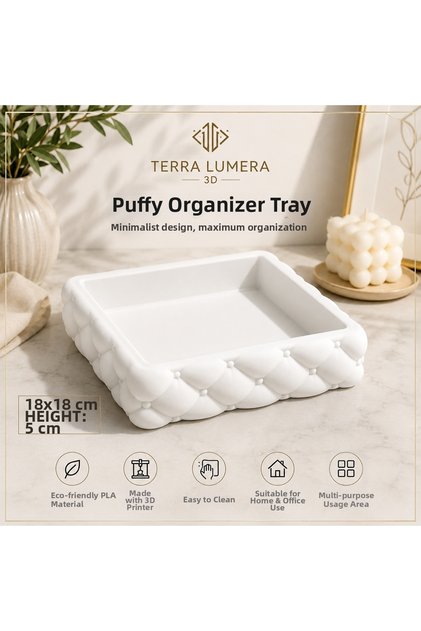 Puffy Organizer Decorative Organizer Tray 18X18 cm White