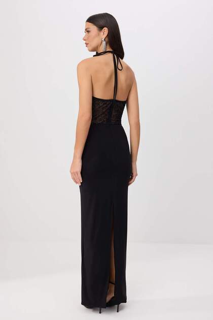 Trendyol Collection Black Plain Woven Tulle Maxi Evening Dress & Graduation  Dress- Trendyol
