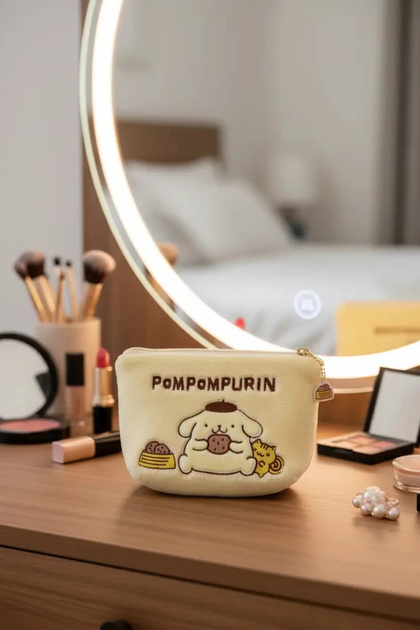 SANRIO Lisanslı Pompompurin Kozmetik Çantası Yumuşak Peluş Doku