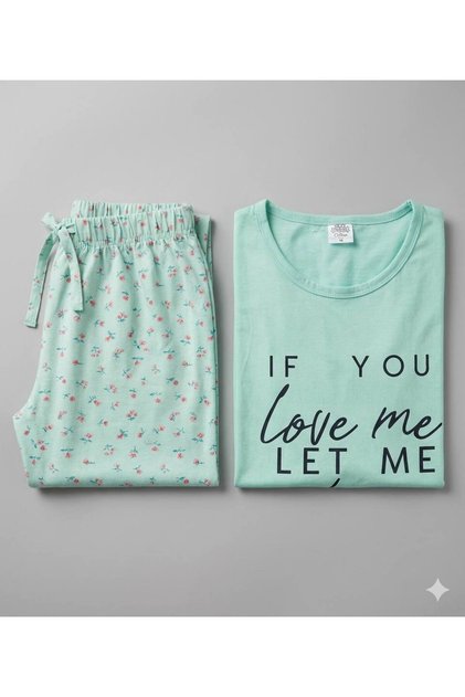 Women's Single Jersey Long Sleeve Thin Pajama Set Suitable for Spring and Summer