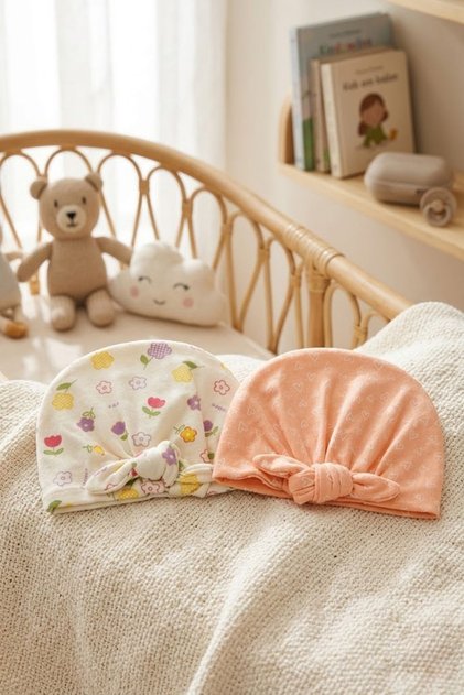 Set of 2 Newborn Knotted Beanies