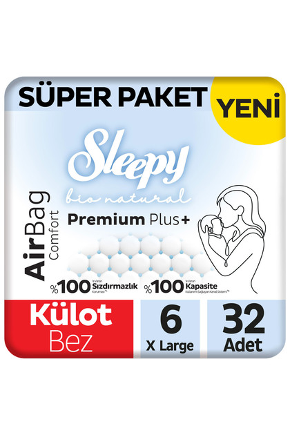 Bio Natural Premium Plus Airbag Comfort Super Package Panty Diaper Size 6 Xlarge 32 Pieces
