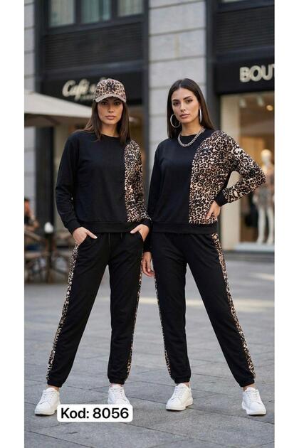 EŞOFMAN TAKIMI(LEOPARLI TAKIM SİYAH)