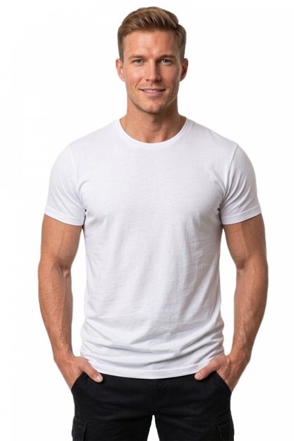 White Men/Unisex Slim Fit Slim Fit Crew Neck Cotton Lycra Basic T-Shirt 1801131