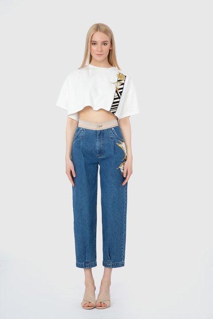 Nakış Ve İşleme Detaylı Crop Üst