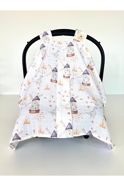 100% Cotton Muslin Stroller Cover with Mill Pattern