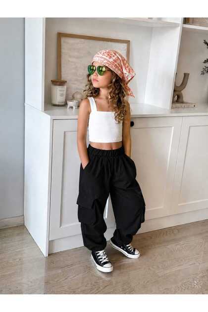 La'Ciel Paris Crop Parachute Pants Set