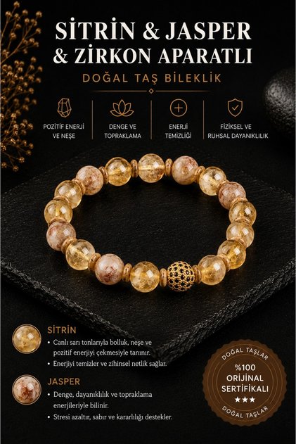 Aa Quality Citrine & Jasper & Zircon Bracelet with Apparatus