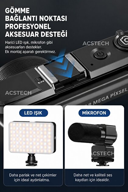 ACSTECH 8K Dijital Fotoğraf Makinesi 88MP | WiFi Bağlantı | 3.0
