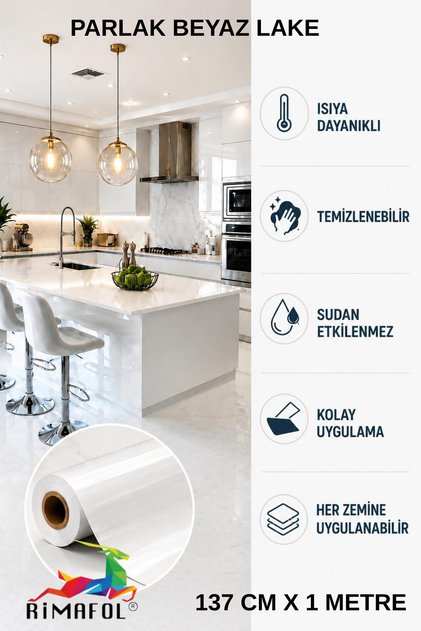 Glossy White Cabinet Veneer Foil 137 cm X 1 Meter