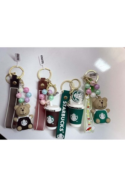 COFFEE BEAR INCILI ANAHTARLIK CHARM