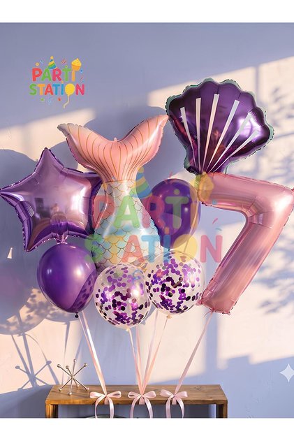 Mermaid Concept 7 Year Old Balloon Mermaid Birthday Set Age Balloon Set