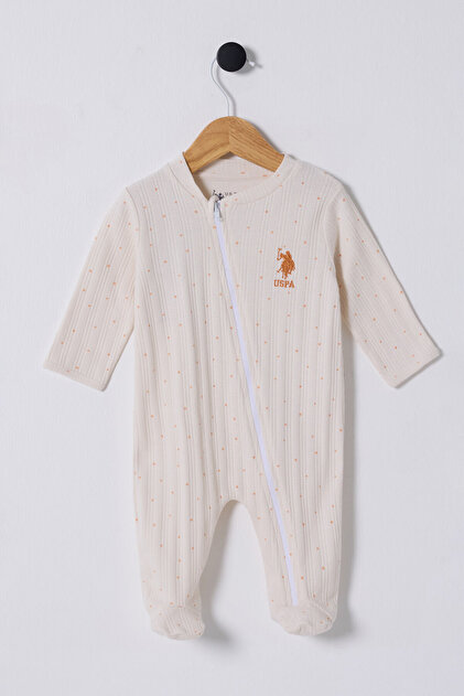 U.S. Polo Assn Baby Girl Cream Jumpsuit