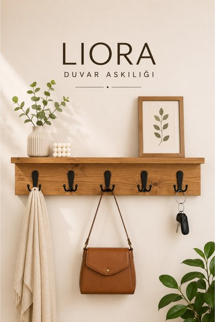 Liora Duvar Askılığı 80 cm | Dekoratif Duvar Askısı | Antre Koridor Banyo ve Mutfak Askılığı