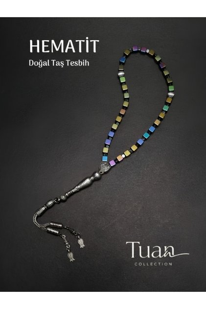 Complete Hematite Cube Cut 8mm Natural Stone Healing Prayer Beads 8mm Colorful Metal Pattern