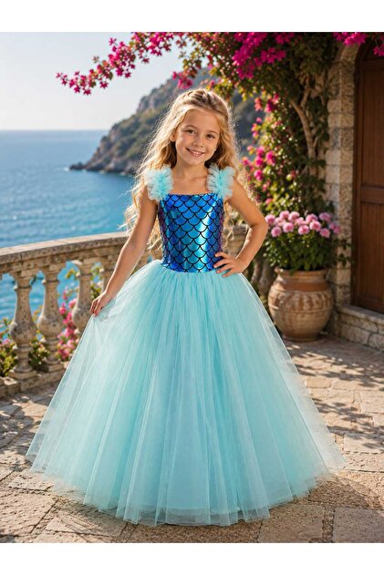 mermaid dress for girls Lizsa Costume - Girls Party Birthday Mermaid pink mermaid dress kids Sadie Light Wash Denim Bin-OLVS BX4- Section H giving them a puffy Neck Size:23