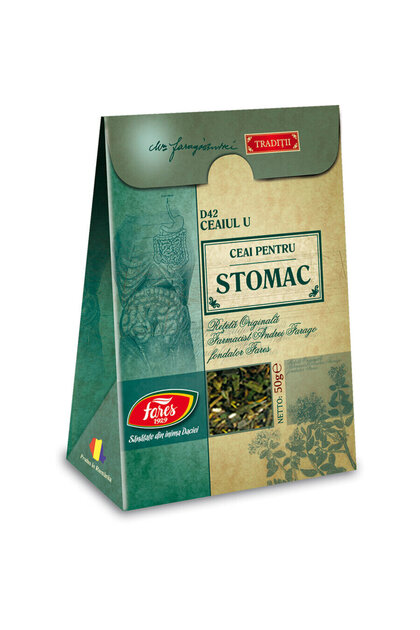 Ceai Stomac U-Tea Fares, 50g – Rețeta originală Andrei Farago, susține mucoasa gastrică și digestia