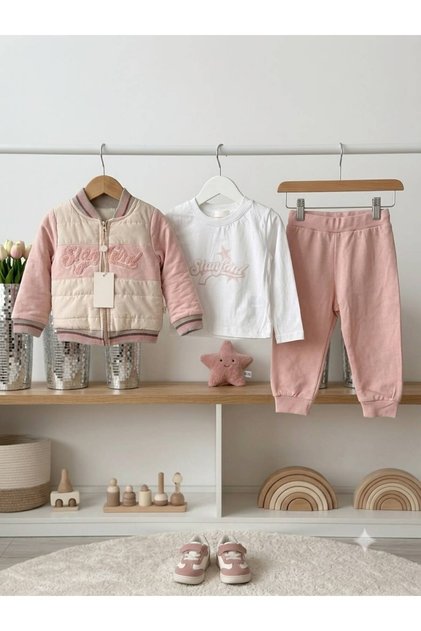 3-Piece Girls' Set with Bottom, Top and Jacket