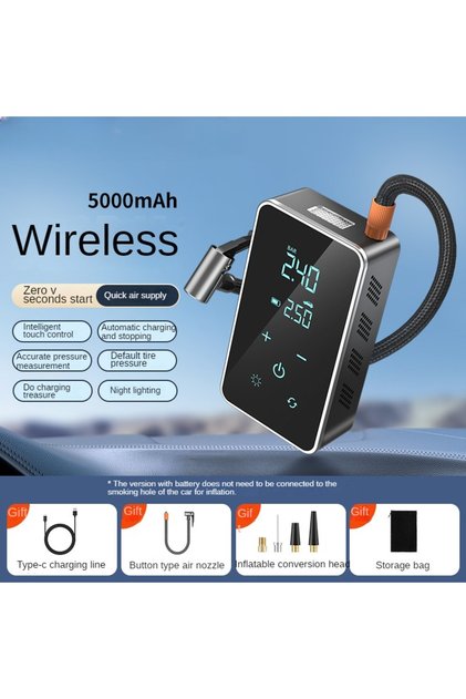 BLACK Wireless Air Pump 150psi Touch Screen/Key Portable Electric Tire Inflator For Car Bicycle Moto