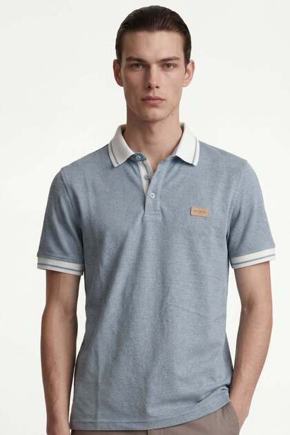 Stripe Detailed Polo Collar Men's T-Shirt