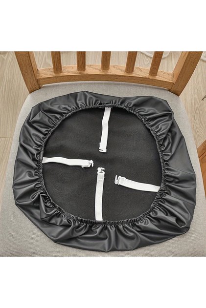 black 1PC, PU Leather Waterproof Dining Chair Cover, Seat Cover, Hotel Chair Protection Cover, Home