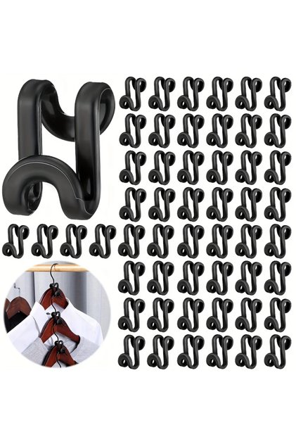 60pcs black Wardrobe Hanger Hooks Organizer Connect Multifunction Cascading Plastic Bedroom Wardrobe