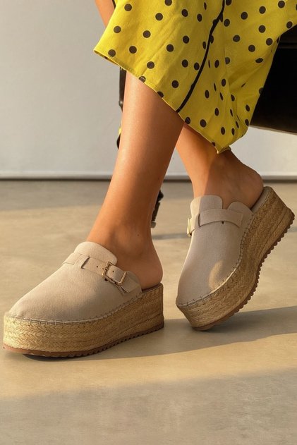 Martin Beige Genuine Leather Slippers