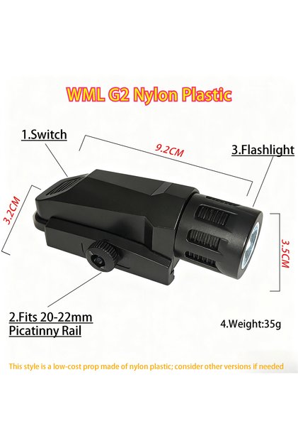 G2 Nylon Plastic BK WML G2 M300 X600 Tactical Flashlight, Fits 20-22mm Rail, for toy, Hunting, Warga