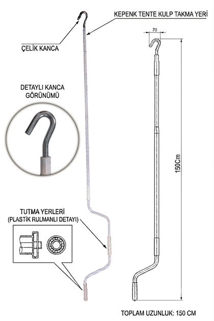 Teknomastr 150 Cm Kepenk ve Tente Manuel Kol
