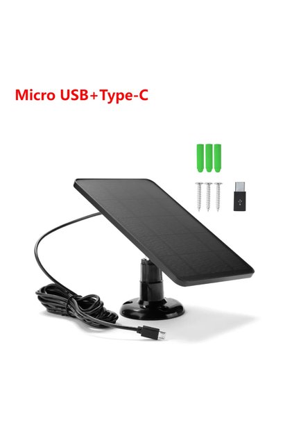 ALLOET Micro USB Type-C 20W 5V Micro USB+Type-C DC3.5x1.35 Wall Mount Bracket Solar Panel with 9.8FT