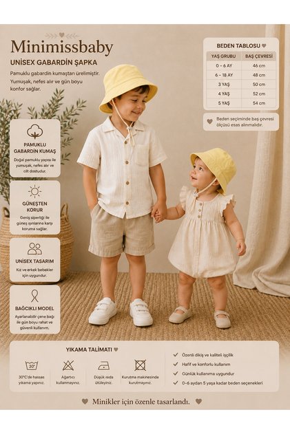 Yellow Gabardine Fabric Unisex Bucket Hat