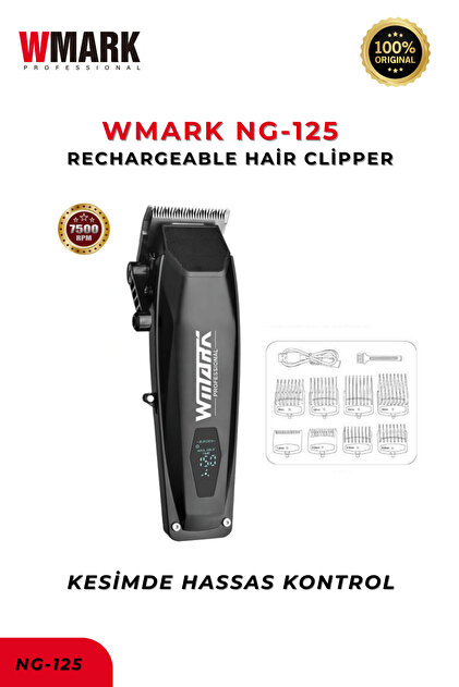 Wmark NG-125 Şarjlı Kırmızı Saç Kesme Makinesi 7500 RPM 2000 mAh