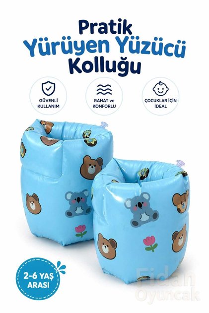 Pratik Yürüyen Şişme Yüzme Kolluğu – Ayı & Koala Desenli, 2-6 Yaş