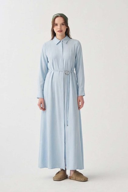 Blue Belt Detailed Dress