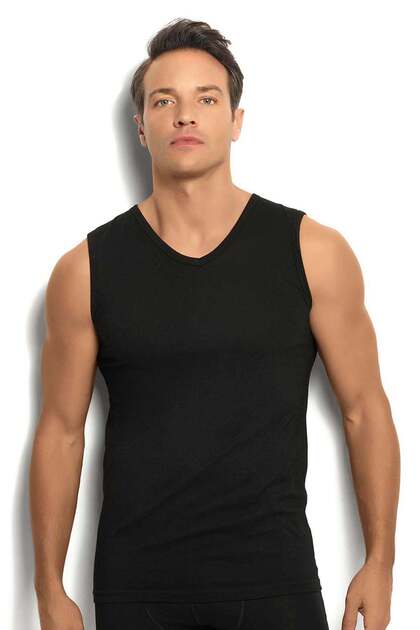 Men's V-Neck Zero Sleeve Undershirt Black 1 Piece Code 115
