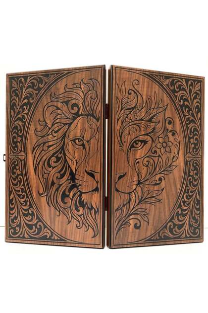 Helena Wood Art Aslan Motifli Eko Damasız Tavla - Fiyatı, Yorumları