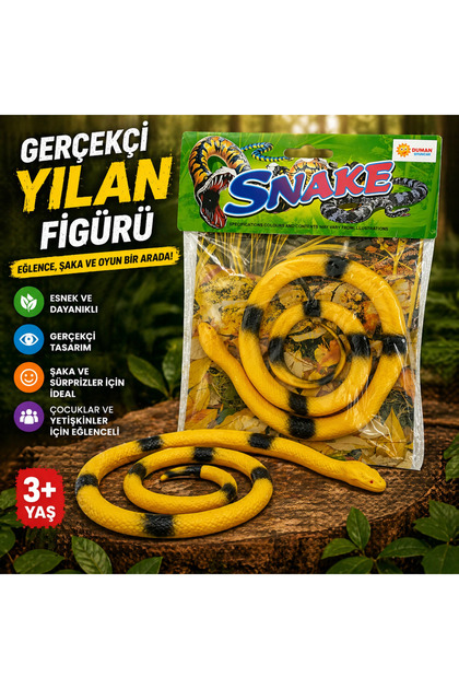 Esnek Yılan Figürü, Eğlence ve Şaka İçin Gerçekçi Tasarım, Sarı Renk
