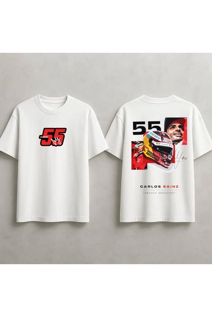 Carlos Sainz F1 Printed Unisex 100% Cotton Oversize T-Shirt
